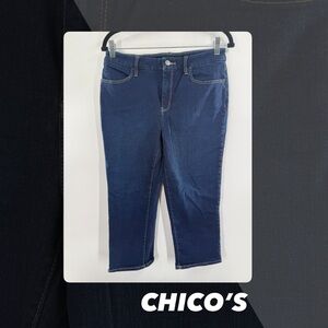 EUC Chico’s Perfect Stretch Girlfriend Slim Leg Capri Jeans